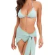 Three-piece Set Padded Backless Solid Color Halter-Neck Bikini Swimsuit Three-piece Set Padded Backless Solid Color Halter-Neck Bikini Swimsuit