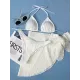 Three-piece Set Padded Backless Solid Color Halter-Neck Bikini Swimsuit Three-piece Set Padded Backless Solid Color Halter-Neck Bikini Swimsuit