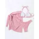 Three-piece Set Padded Backless Solid Color Halter-Neck Bikini Swimsuit Three-piece Set Padded Backless Solid Color Halter-Neck Bikini Swimsuit