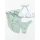 Three-piece Set Padded Backless Solid Color Halter-Neck Bikini Swimsuit Three-piece Set Padded Backless Solid Color Halter-Neck Bikini Swimsuit