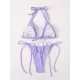 Backless Drawstring Hollow Solid Color Padded Halter-Neck Bikini Swimsuit Backless Drawstring Hollow Solid Color Padded Halter-Neck Bikini Swimsuit