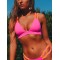 Contrast Color Hollow Padded Spaghetti-Neck Bikini Swimsuit