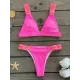 Contrast Color Hollow Padded Spaghetti-Neck Bikini Swimsuit Contrast Color Hollow Padded Spaghetti-Neck Bikini Swimsuit