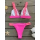 Contrast Color Hollow Padded Spaghetti-Neck Bikini Swimsuit Contrast Color Hollow Padded Spaghetti-Neck Bikini Swimsuit