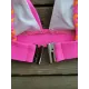 Contrast Color Hollow Padded Spaghetti-Neck Bikini Swimsuit Contrast Color Hollow Padded Spaghetti-Neck Bikini Swimsuit