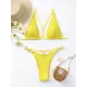 Backless Hollow Solid Color Padded Spaghetti-Neck Bikini Swimsuit Backless Hollow Solid Color Padded Spaghetti-Neck Bikini Swimsuit