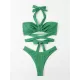 Padded Bandage Hollow Halter-Neck Bikini Swimsuit Padded Bandage Hollow Halter-Neck Bikini Swimsuit