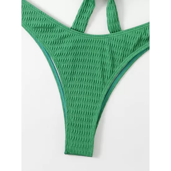Padded Bandage Hollow Halter-Neck Bikini Swimsuit Padded Bandage Hollow Halter-Neck Bikini Swimsuit