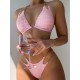 Padded Backless Bandage Belly-Hollow Chains Halter-Neck Bikini Swimsuit Padded Backless Bandage Belly-Hollow Chains Halter-Neck Bikini Swimsuit