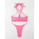 Padded Backless Bandage Hollow Halter-Neck Bikini Swimsuit Padded Backless Bandage Hollow Halter-Neck Bikini Swimsuit