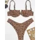 Underwired Leopard Three Pieces Bikini Set Underwired Leopard Three Pieces Bikini Set