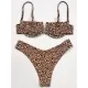 Underwired Leopard Three Pieces Bikini Set Underwired Leopard Three Pieces Bikini Set