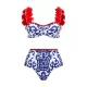 Appliques Floral Two Pieces Bikini Swimsuit Appliques Floral Two Pieces Bikini Swimsuit