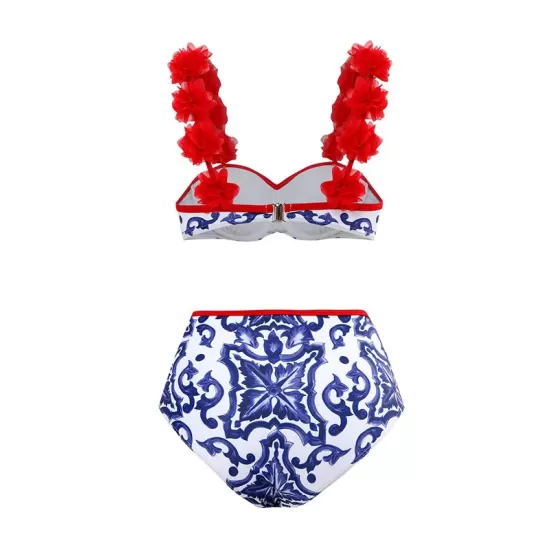 Appliques Floral Two Pieces Bikini Swimsuit Appliques Floral Two Pieces Bikini Swimsuit