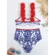 Appliques Floral Two Pieces Bikini Swimsuit Appliques Floral Two Pieces Bikini Swimsuit