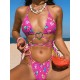 Cartoon Printed&Heart Shape Hollow Halter-Neck Bikini Swimsuit Cartoon Printed&Heart Shape Hollow Halter-Neck Bikini Swimsuit