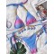 Padded Bandage Chains Shell Color-Block Bikini Swimsuit
