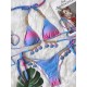 Padded Bandage Chains Shell Color-Block Bikini Swimsuit Padded Bandage Chains Shell Color-Block Bikini Swimsuit