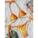 Padded Bandage Chains Shell Color-Block Bikini Swimsuit Padded Bandage Chains Shell Color-Block Bikini Swimsuit