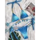 Padded Bandage Chains Shell Color-Block Bikini Swimsuit Padded Bandage Chains Shell Color-Block Bikini Swimsuit