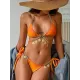 Padded Bandage Chains Shell Color-Block Bikini Swimsuit Padded Bandage Chains Shell Color-Block Bikini Swimsuit