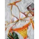 Padded Bandage Chains Shell Color-Block Bikini Swimsuit Padded Bandage Chains Shell Color-Block Bikini Swimsuit