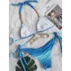 Padded Bandage Chains Shell Color-Block Bikini Swimsuit Padded Bandage Chains Shell Color-Block Bikini Swimsuit