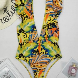 Falbala V-Neck One-Piece Swimsuit