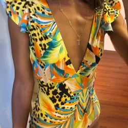 Falbala V-Neck One-Piece Swimsuit
