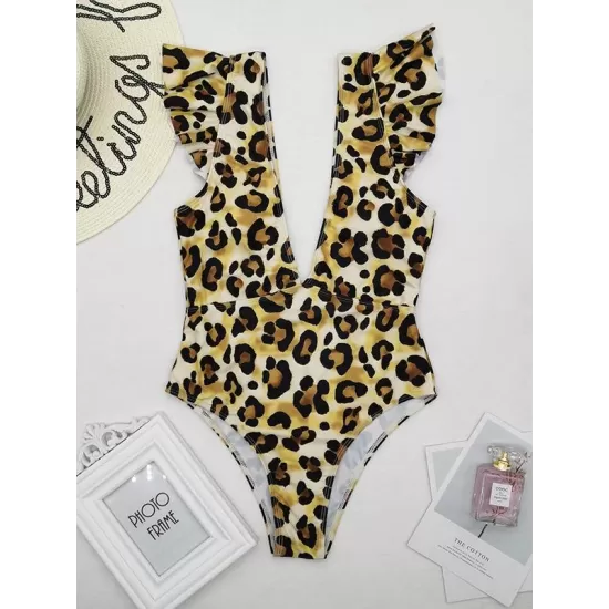Falbala V-Neck One-Piece Swimsuit Falbala V-Neck One-Piece Swimsuit