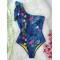 Floral One-Shoulder Falbala Tight One-Piece Swimwear