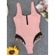 Zipper Front Seamless One Piece Swimsuit Zipper Front Seamless One Piece Swimsuit
