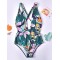Floral-Print Backless One-Piece Swimwear