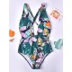 Floral-Print Backless One-Piece Swimwear Floral-Print Backless One-Piece Swimwear