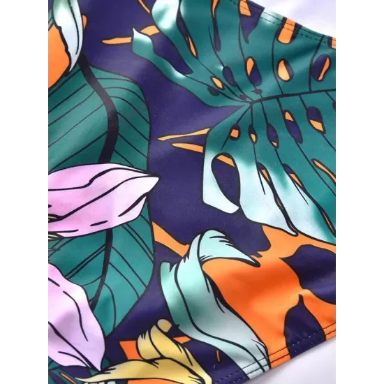 Floral-Print Backless One-Piece Swimwear Floral-Print Backless One-Piece Swimwear