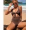 Solid Color Hollow Bandage One-Piece Swimwear