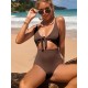 Solid Color Hollow Bandage One-Piece Swimwear Solid Color Hollow Bandage One-Piece Swimwear