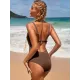 Solid Color Hollow Bandage One-Piece Swimwear Solid Color Hollow Bandage One-Piece Swimwear