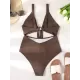 Solid Color Hollow Bandage One-Piece Swimwear Solid Color Hollow Bandage One-Piece Swimwear