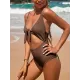 Solid Color Hollow Bandage One-Piece Swimwear Solid Color Hollow Bandage One-Piece Swimwear