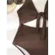 Solid Color Hollow Bandage One-Piece Swimwear Solid Color Hollow Bandage One-Piece Swimwear