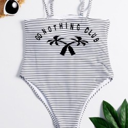 Striped Backless One-Piece Swimsuit