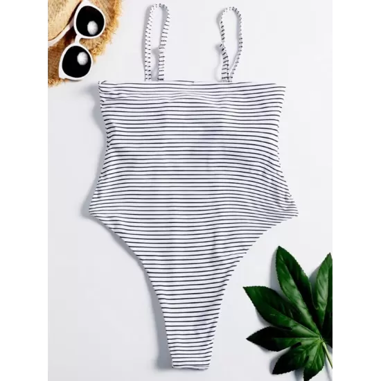 Striped Backless One-Piece Swimsuit Striped Backless One-Piece Swimsuit