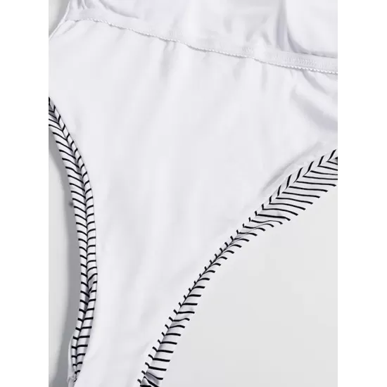 Striped Backless One-Piece Swimsuit Striped Backless One-Piece Swimsuit