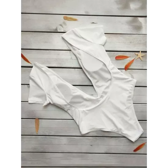 Deep V-Neck Short Sleeves One-Piece Swimwear Deep V-Neck Short Sleeves One-Piece Swimwear