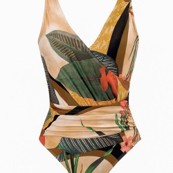 Floral V-Neck Floral One Piece Swimsuit