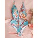 Spaghetti-Neck Floral Belted One-Piece Swimwear Spaghetti-Neck Floral Belted One-Piece Swimwear