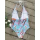 Spaghetti-Neck Floral Belted One-Piece Swimwear Spaghetti-Neck Floral Belted One-Piece Swimwear