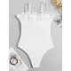 Padded Lacy Ruffled Solid Color Spaghetti-Neck One-Piece Swimwear Padded Lacy Ruffled Solid Color Spaghetti-Neck One-Piece Swimwear