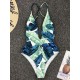 Leaf Printing Deep V-Neck Backless One-Piece Swimwear Leaf Printing Deep V-Neck Backless One-Piece Swimwear